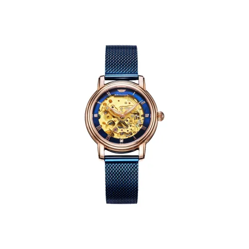 BRIGADA Enchanted Cut Out Collection Mechanical Movement Stainless Steel Watchband Watch Women's Watch Blue Dial