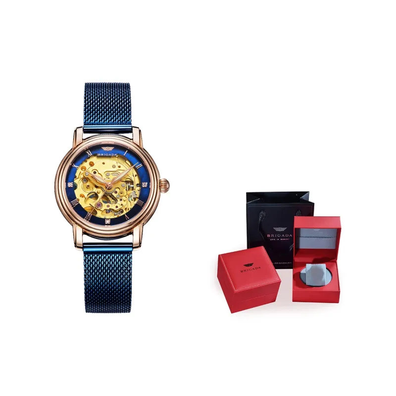 BRIGADA Enchanted Cut Out Collection Mechanical Movement Stainless Steel Watchband Watch Women's Watch Blue Dial-1
