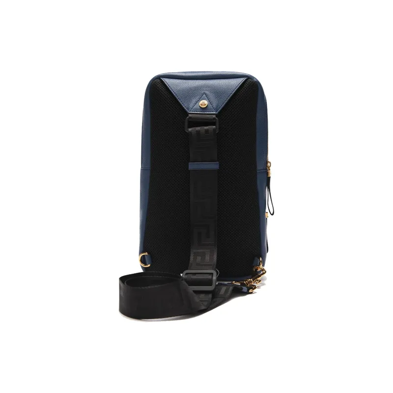 FANSIZHE Cow Leather Crossbody One Shoulder Sling Bag Men's Blue-2