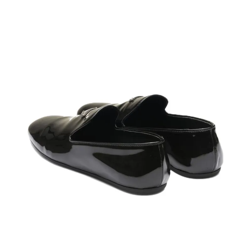PRADA Triangle-logo Patent-finish Loafers-4