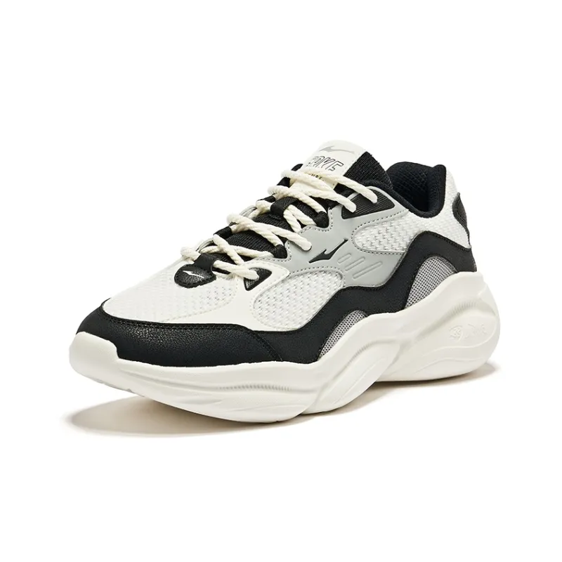 Erke Splendid Anti Slip Wear Resistant Low Top Casual Shoes Men's White Black Gray-2