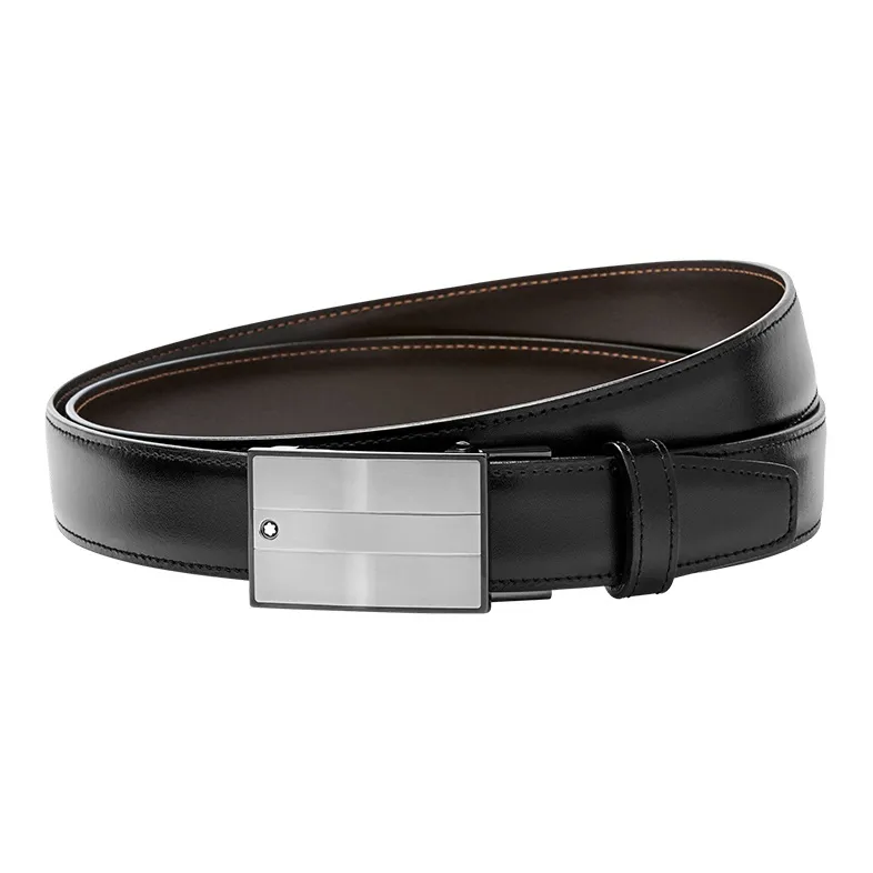 MONTBLANC Cow Leather Belts Men's Black/Brown Width 3cm-0