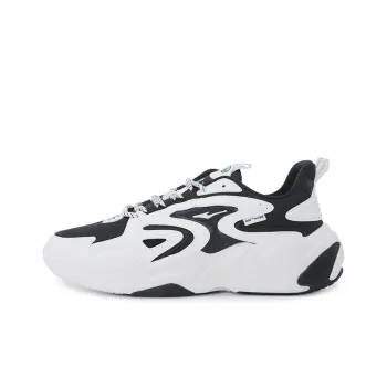 Erke Cushioning Wear Resistant Low Top Running Shoes Men's Jet Black Microcrystal White