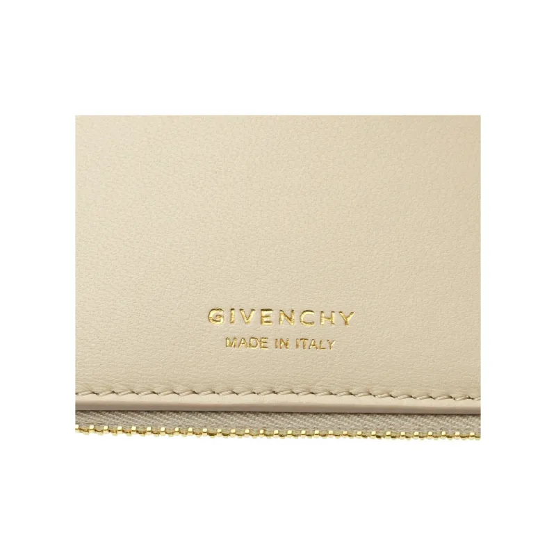 GIVENCHY 4G Logo Grained Calfskin Wallet Women's Beige-6