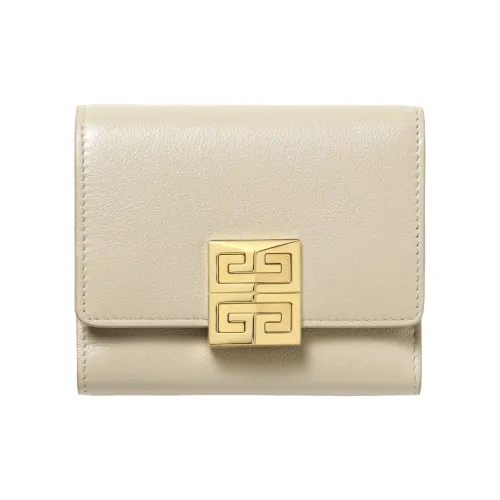 GIVENCHY 4G Logo Grained Calfskin Wallet Women's Beige