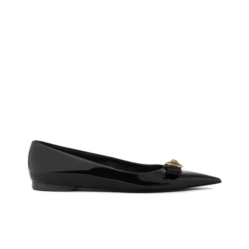 VERSACE Nastro Gianni Patent-leather Ballerina Shoes-1