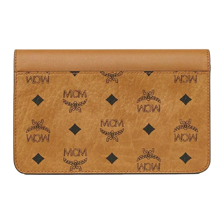 MCM Visetos Leather Assorted, Coated Canvas With Leather Crossbody Bag Mini Women's Cognac-3