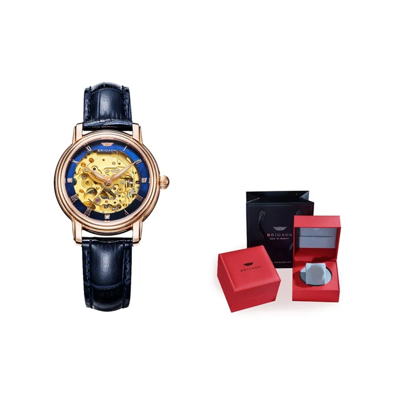 BRIGADA Enchanted Cut Out Collection Mechanical Movement Stainless Steel Watchband Watch Women's Watch Blue Dial-4