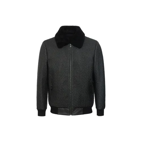 ANDREW MACKENZIE Leather Jackets Men Black