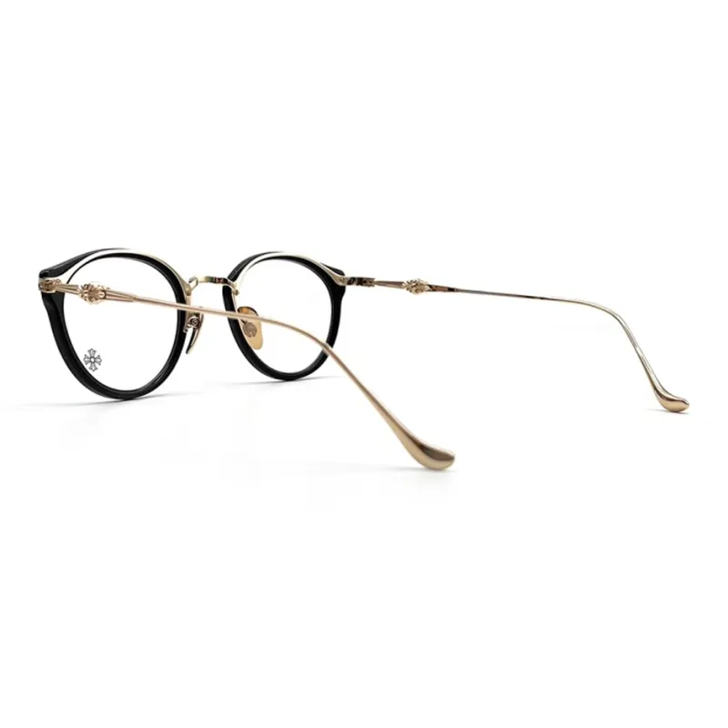 Chrome Hearts Plastic Silver Irregular Shape Eyeglass Frames Unisex Black Gold-2