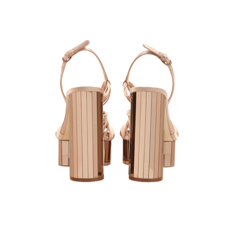 FERRAGAMO 125mm Mirrored Platform Sandals-4