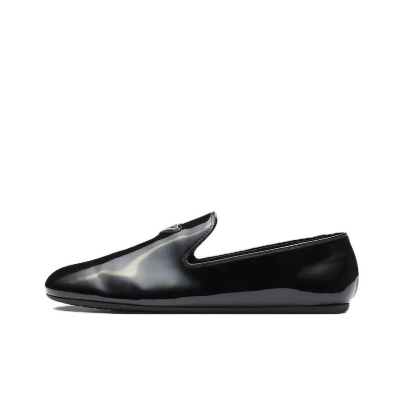PRADA Triangle-logo Patent-finish Loafers-0