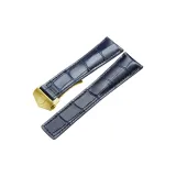 Gold-Tone Lock Blue Leather