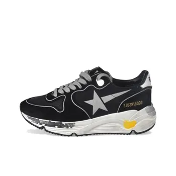 Golden Goose Running Sole Suede Hand Painted Black Silver White