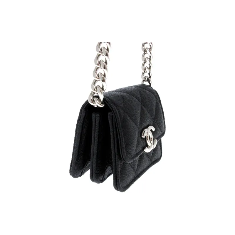 CHANEL Shiny Grain Embossed Caviar Calfskin Shoulder Bag, Crossbody Bag, Clutch Regular Women's Black-1