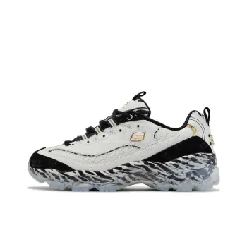 Skechers D'LITES CRYSTAL Chunky Sneakers Women's Low Top White/Black/Gold/Blue/Gray