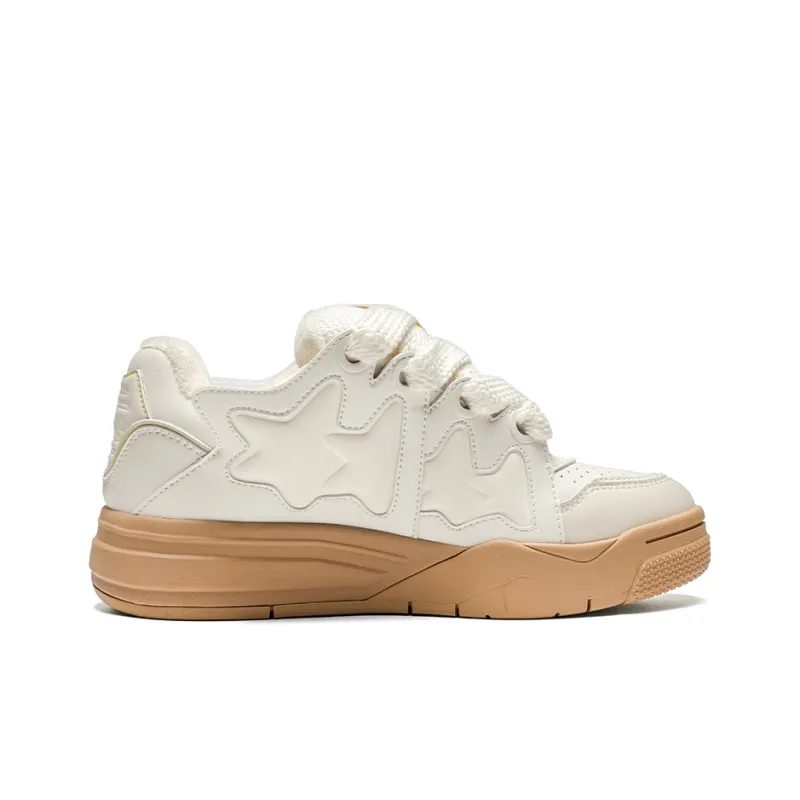 Kappa Anti-Slip Wear-Resistant Low-Top Skateboard Shoes Women's Heron Feather White-1