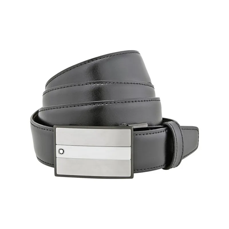 MONTBLANC Cow Leather Belts Men's Black/Brown Width 3cm-1
