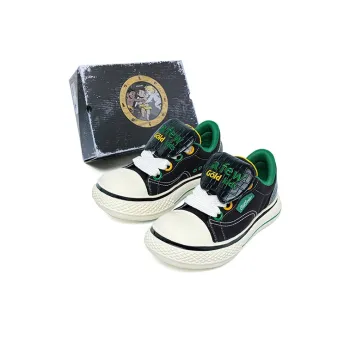 AFGK x OLD ORDER Chunky Shoes Abrasion Resistant Height Increasing Low Top Canvas Shoes Unisex Black Green