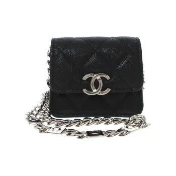 CHANEL Shiny Grain Embossed Calfskin Shoulder Bag, Crossbody Bag, Clutch Regular Women's Black