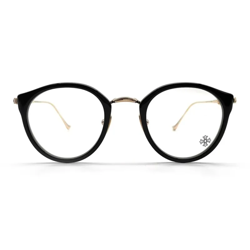 Chrome Hearts Plastic Silver Irregular Shape Eyeglass Frames Unisex Black Gold-1