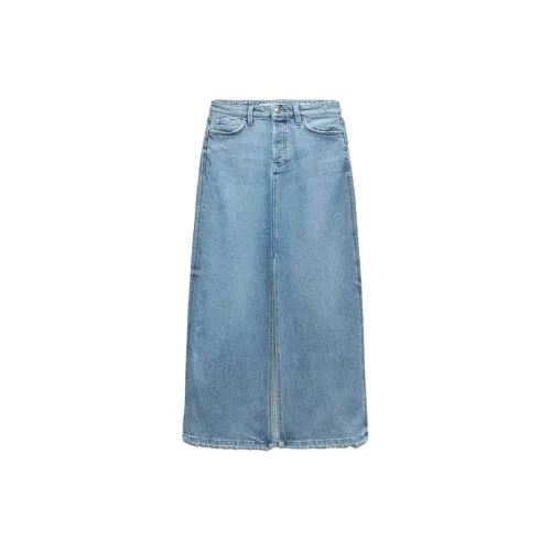 ZARA Denim Long Skirts Women's Medium Blue