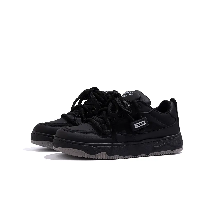 HUANQIU Anti-Slip Wear-Resistant Low-Top Skateboard Shoes Men's Black-3