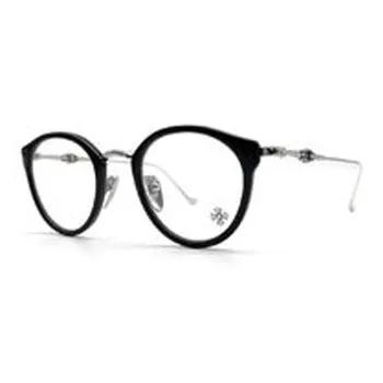 Chrome Hearts Irregular Shape Eyeglass Frames Unisex Black Silver