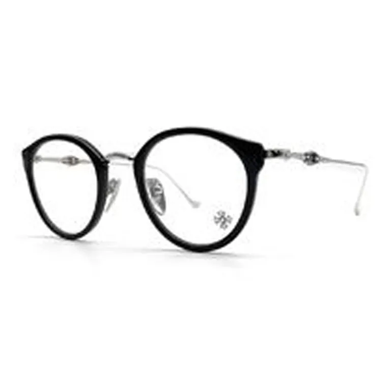 Chrome Hearts Irregular Shape Eyeglass Frames Unisex Black Silver-0