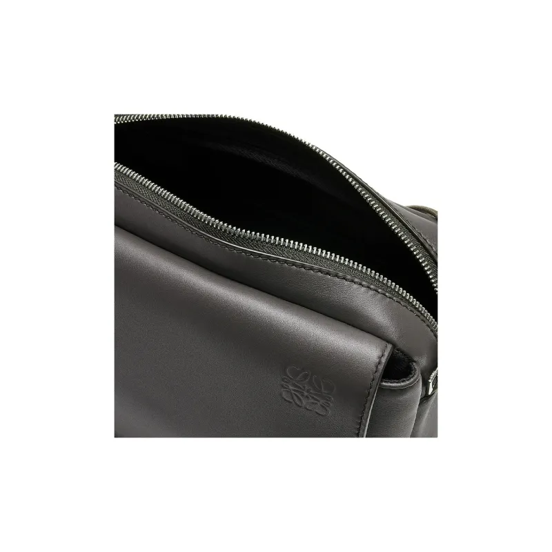 LOEWE Military Messenger Bag In Supple Smooth Calfskin And Jacquard Xs Dark Grey-2