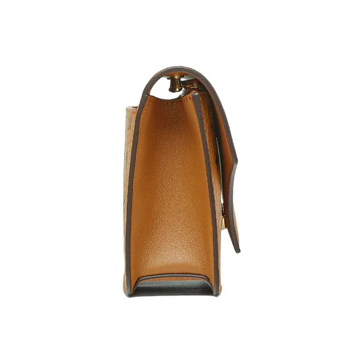 MCM Visetos Leather Assorted, Coated Canvas With Leather Crossbody Bag Mini Women's Cognac-1