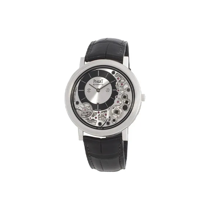 PIAGET Automatic Mechanical Movement Men's Watches Watch 41mm Gray Dial 18K White Gold Case Crocodile Leather Strap-0