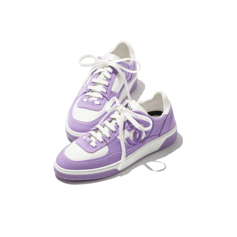 CHANEL Low Top Skateboard Shoes Women's Light Purple-4