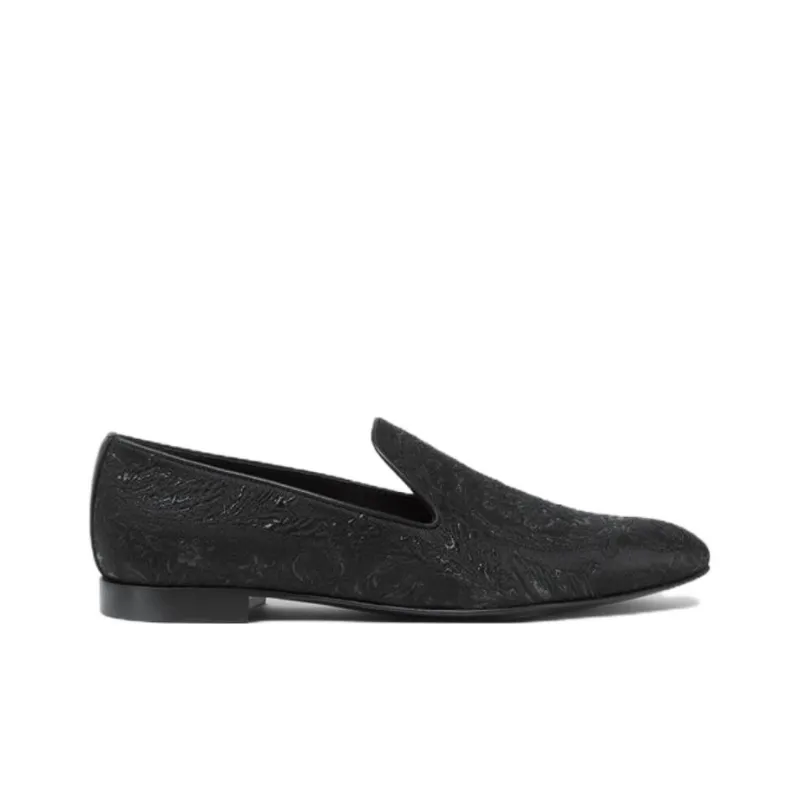 VERSACE Barocco Jacquard Leather Slippers-1