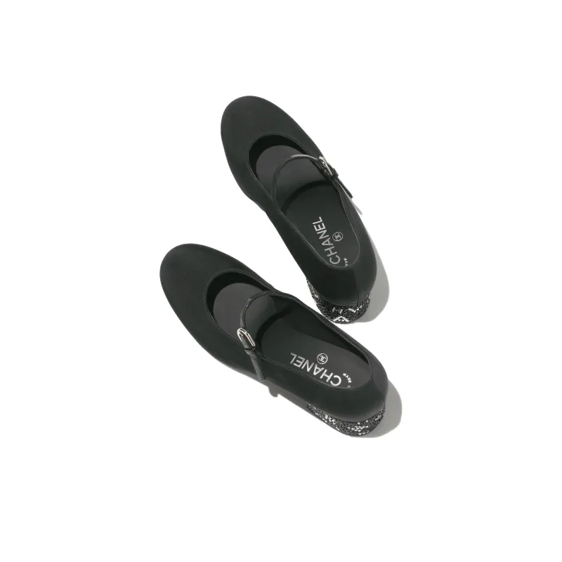 CHANEL Chunky Heel Mary Jane Shoes 4.5cm Women's Black-2