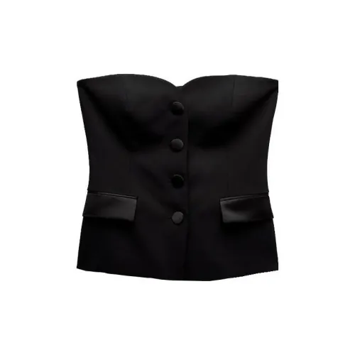 ZARA Strapless Tops Women's Black