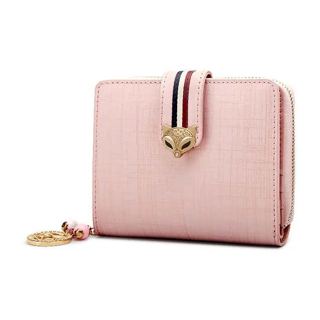 FOXER Cow Leather Clutch Card Holder Clutch Wallet Trumpets Women's Pink/Gold/Black-2