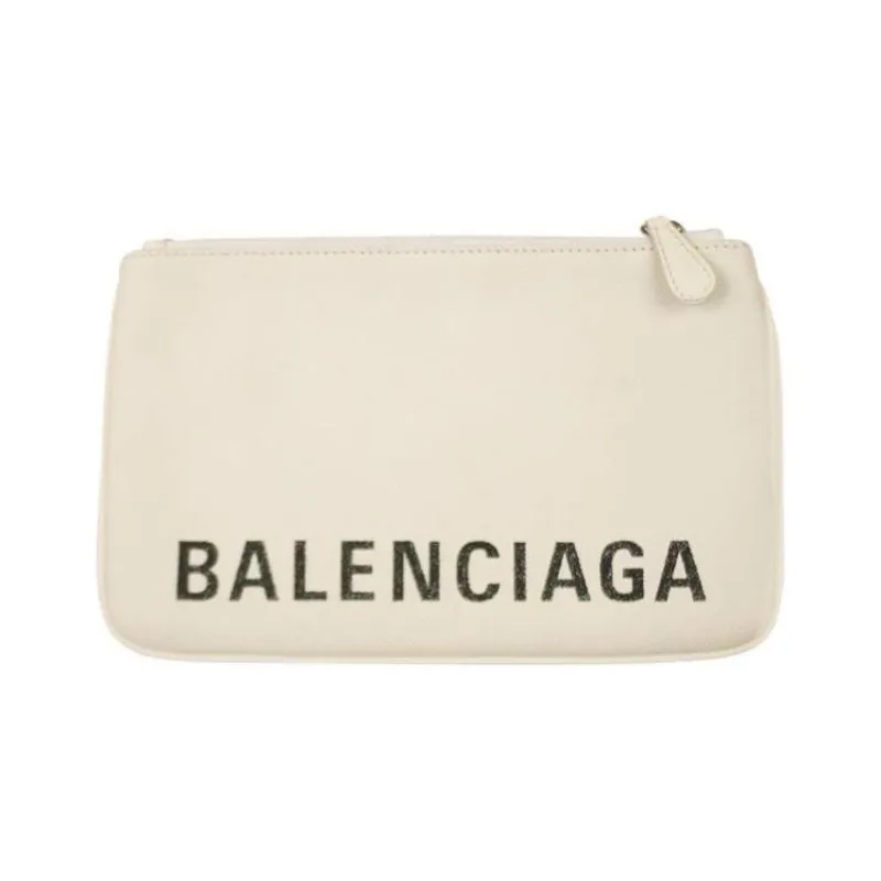 Balenciaga Grained Calfskin Clutch Women's Cream-1