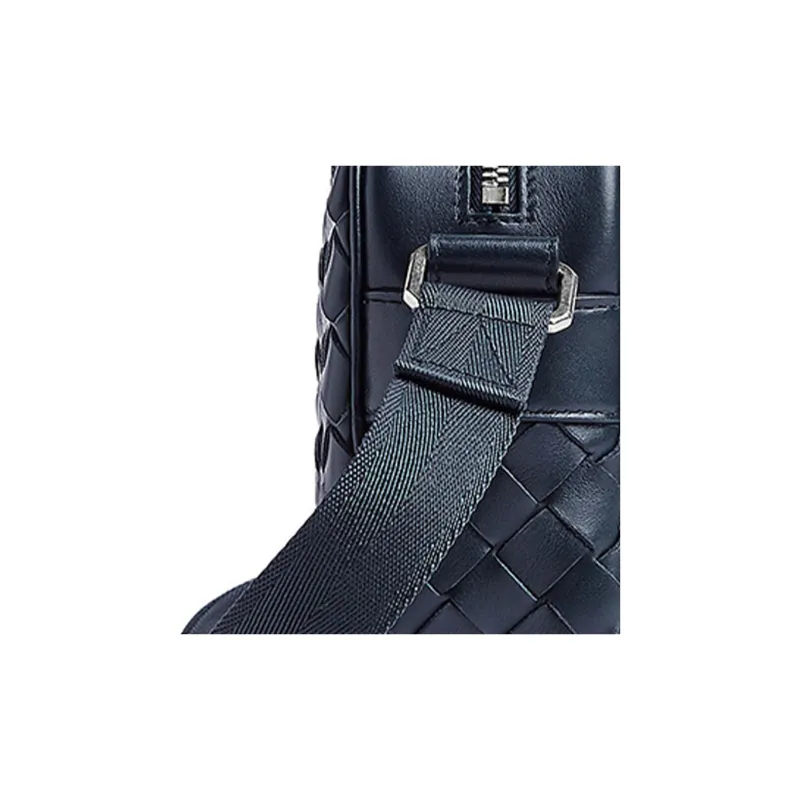 Bottega Veneta Intrecciato Cow Leather With Textile Camera Bag Shoulder Bag Crossbody Bag Small Size Men's Dark Blue-4