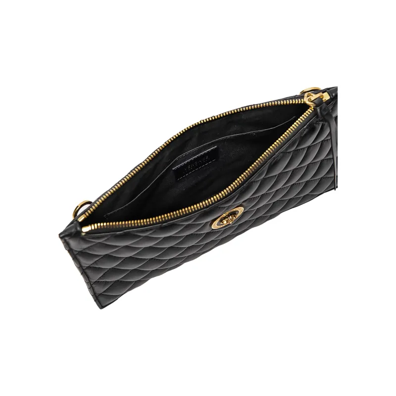 FANSIZHE Sheepskin Clutches Shoulder Bags Women's Black & Gold-6