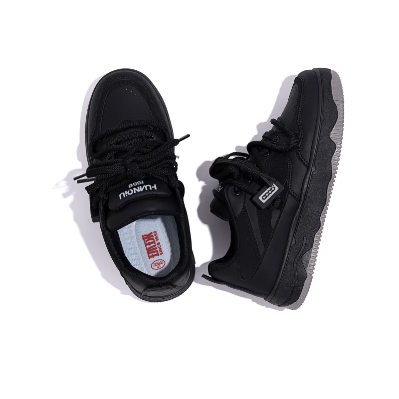HUANQIU Anti-Slip Wear-Resistant Low-Top Skateboard Shoes Men's Black-4
