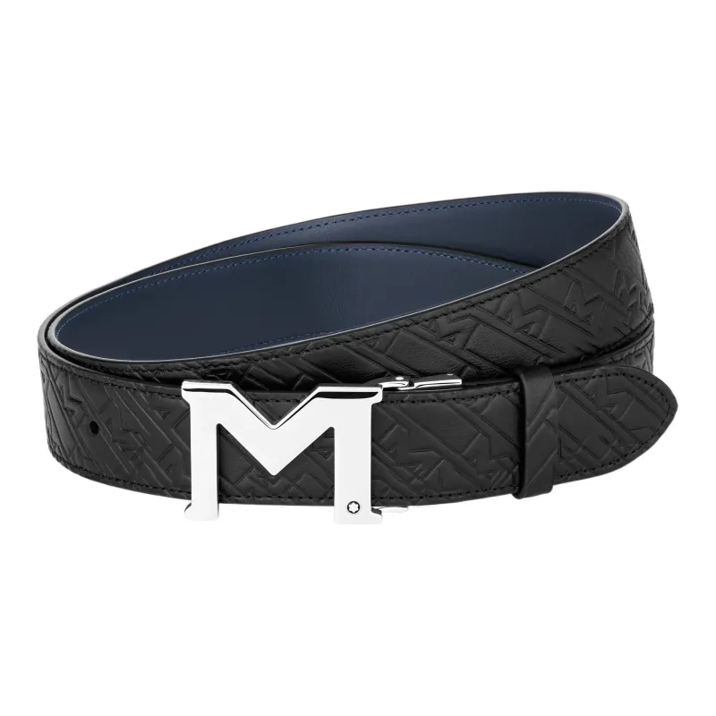MONTBLANC Leather Belts Men's Black Width 3.5cm-0