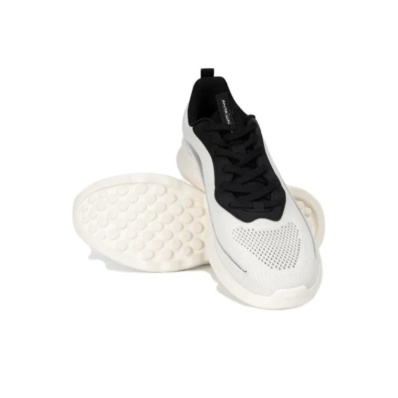 Anta Cushioning Anti Slip Wear Resistant Breathability Low Top Training Shoes Men's Black White-3