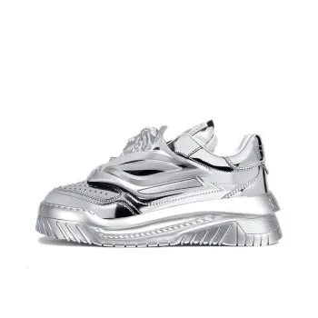 VERSACE Odissea Caged Rubber Medusa Metallic Silver Women's