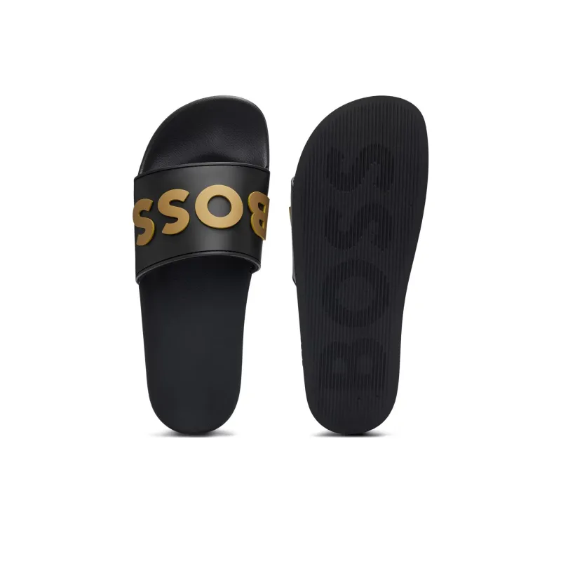 HUGO BOSS Rubber Sole Abrasion Resistant Slide Slippers Men's Black-3