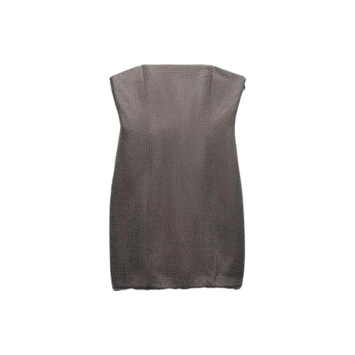 ZARA Strapless Tops Women's Gray