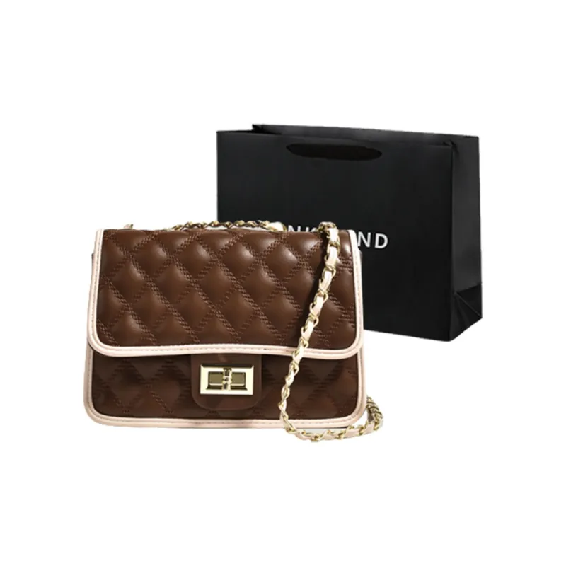 PINK·LAND PU Shoulder Bag Crossbody Bag Regular Women's Black And White/Yellow And Green/Ecru/Brown-20