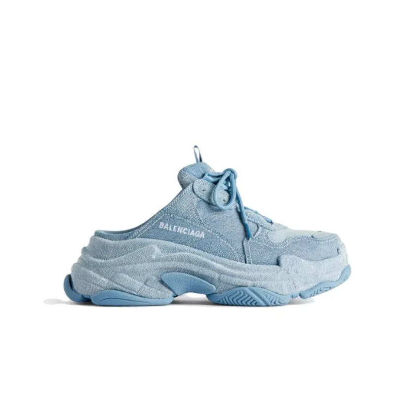 Balenciaga Triple S Low Top Casual Shoes Men's Blue-1
