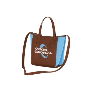 Usual Unusual Polyester Knitted Bag, Tote Bag, Shopping Bag, Shoulder Bag, Crossbody Bag Regular Unisex Blue Coffee