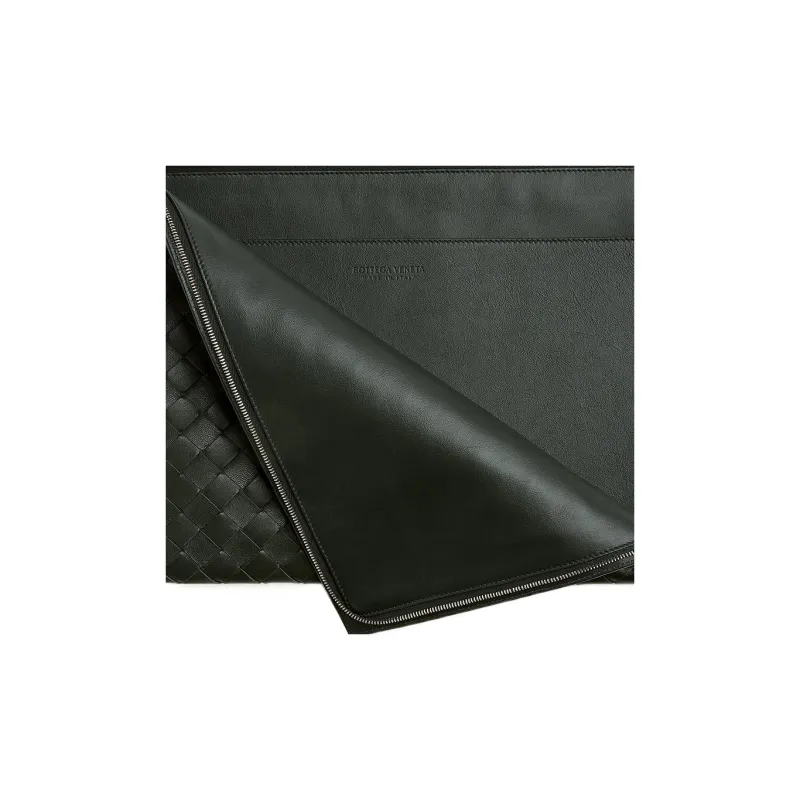 Bottega Veneta Cow Leather Clutch Men's Dark Green-4